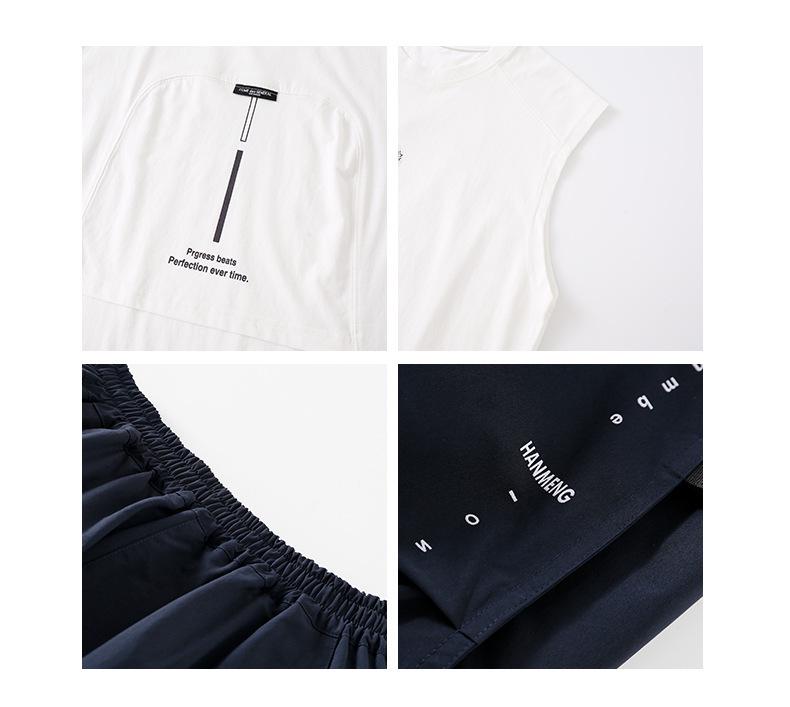 Korean Style Trendy Teen Sleeveless Vest & Shorts Set for Summer