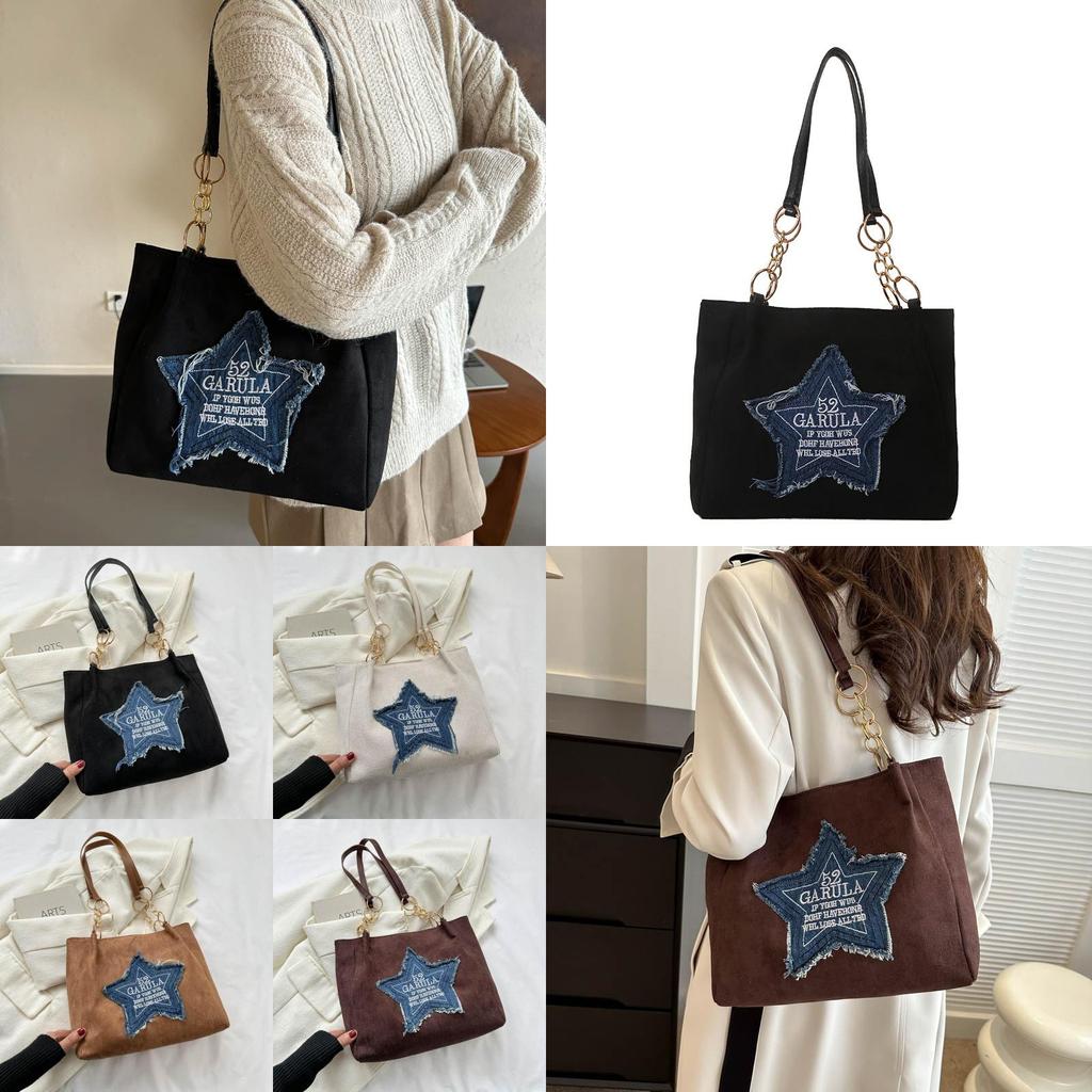 Trendy Simple Women's Shoulder Bag Spacious Tote Bag In Black White Brown Colors