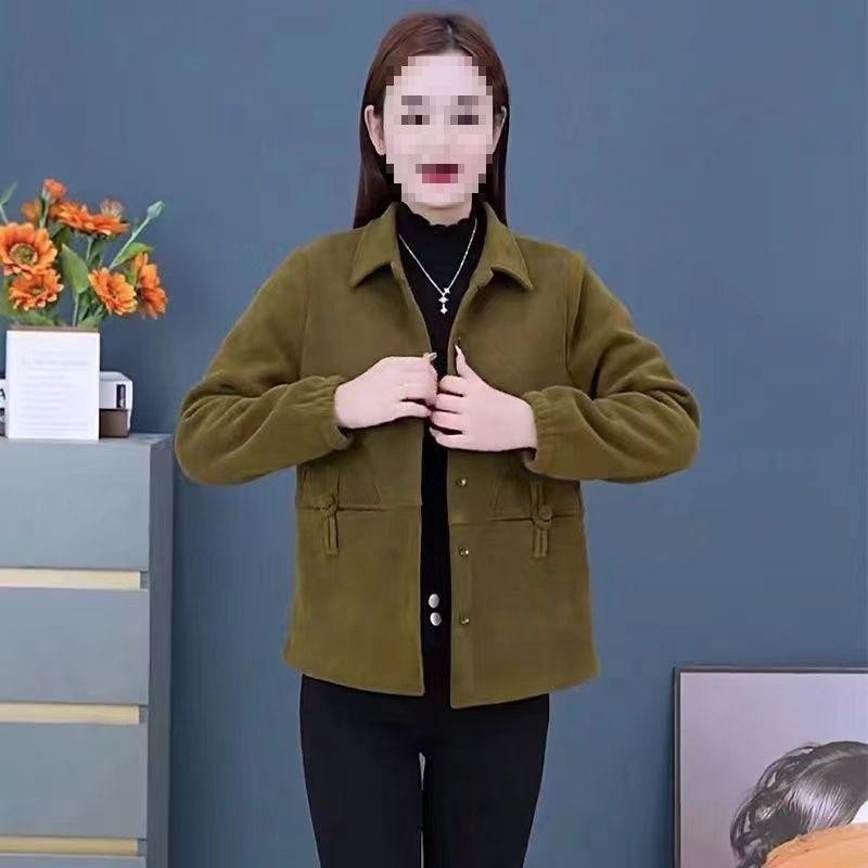 2025 New Style Corduroy Jacket for Middle-aged Women: Autumn/Winter Long Sleeve Versatile Top