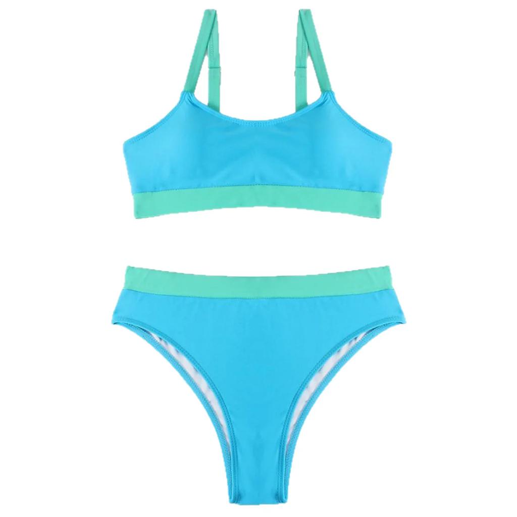 Color-Block Sports Bikini Women's Swimsuit High-Waist Separate Piece Fashionable Contrast Design Chinese Manufacturer