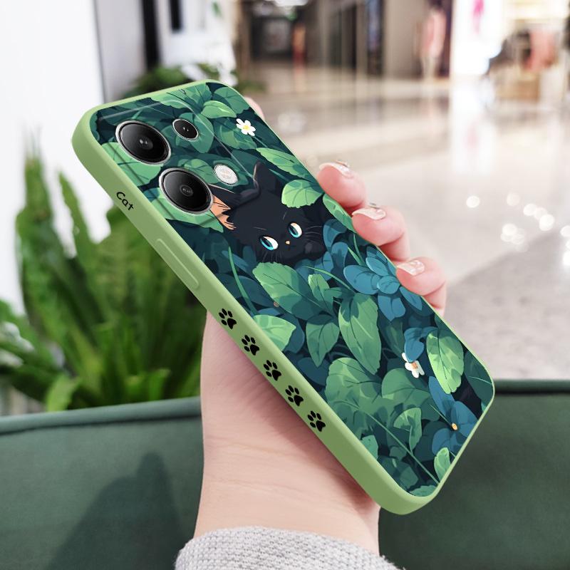

Grass Cat Phone Case For Xiaomi Redmi Note 13 12 12S 11 11S 10 10S 9 9S Pro Plus 4G 5G Liquid Silicone Cover Redmi Note 10 5G