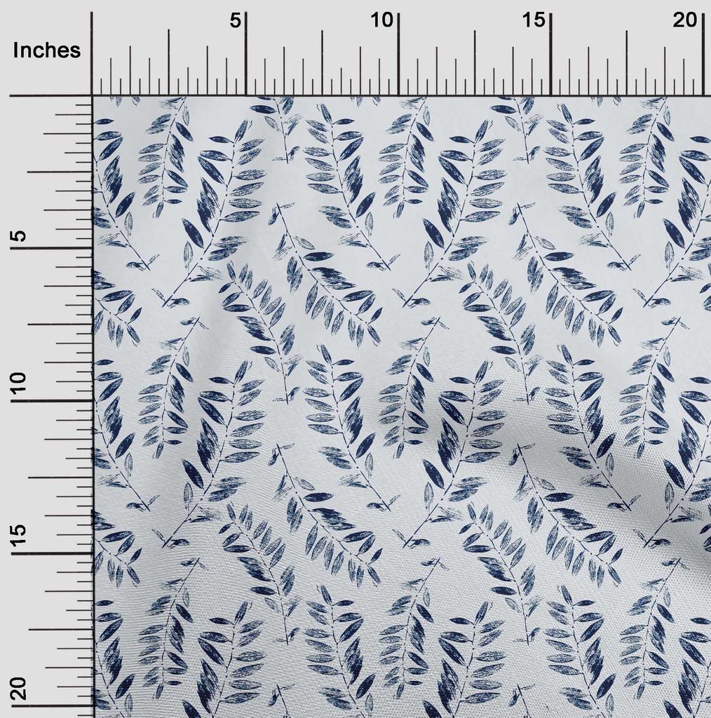 oneOone Cotton Flex Light Dusty Blue Fabric Leaves Diy Clothing Quilting Fabric Print Fabric By Yard 40 Inch