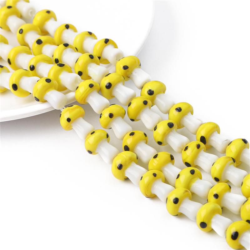 5-25Pcs Glazed Mushroom Glass Beads For DIY Jewelry Making Necklace Bracelet Earrings Craft Accessories