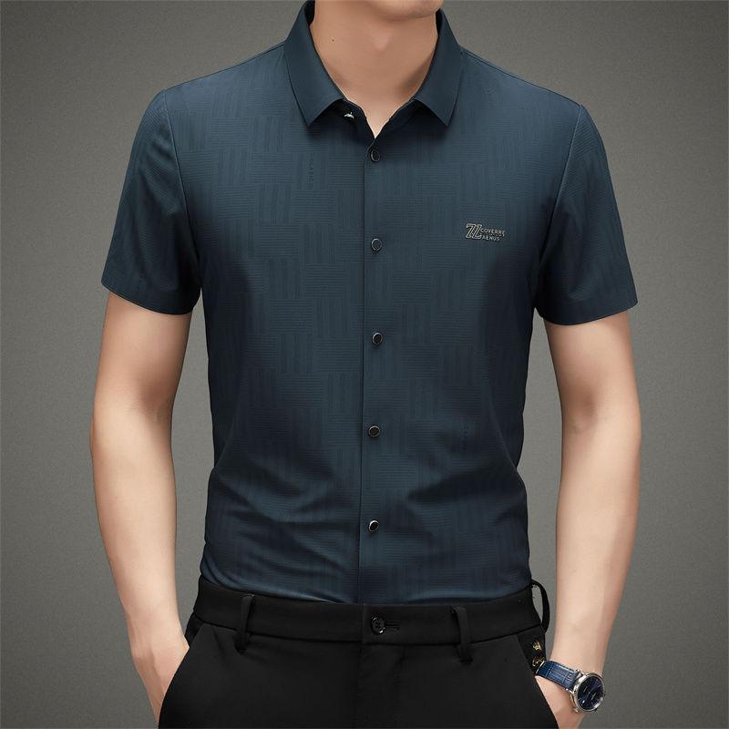 Летняя мужская бесшовная рубашка с короткими рукавами — фото 4