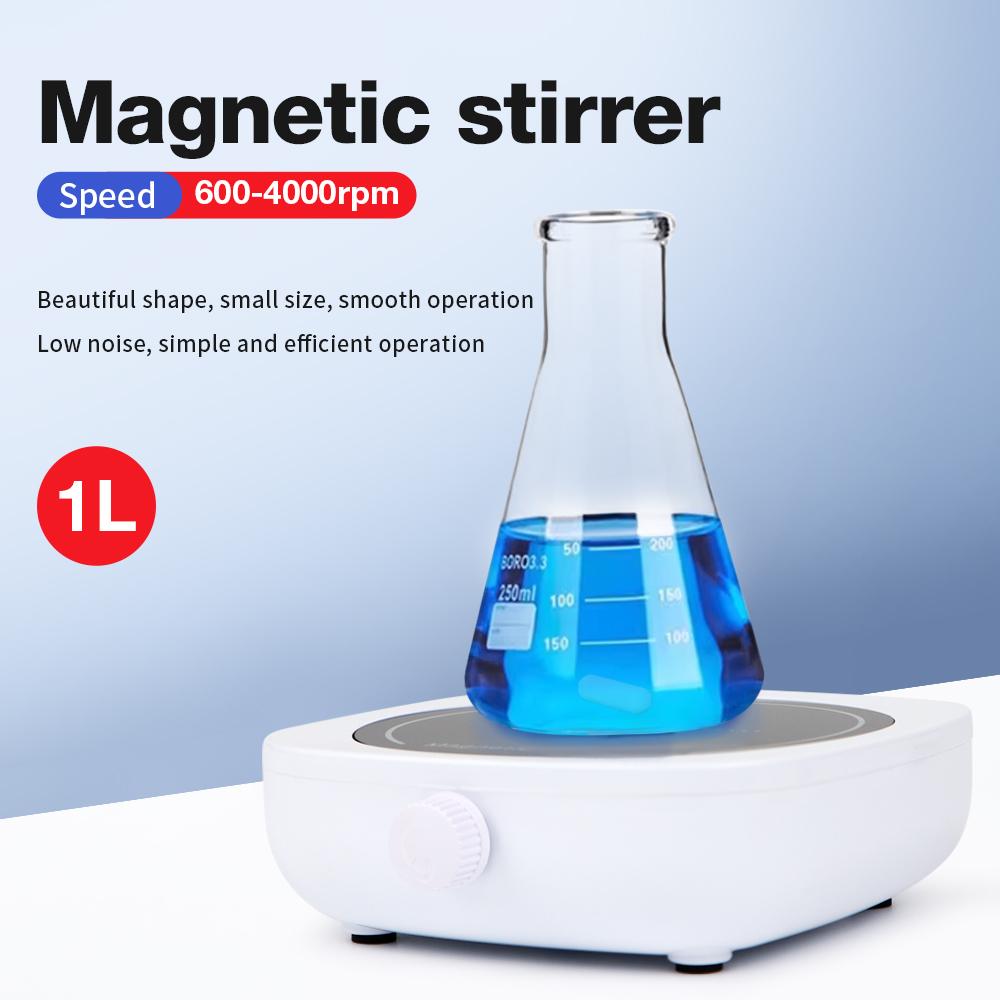 1L Magnetic Stirrer Mini Lab Stir Mixer Portable Stirrer Plate with Stir Bar for Laboratory 600-4000RPM Mixing Panel EU Plug