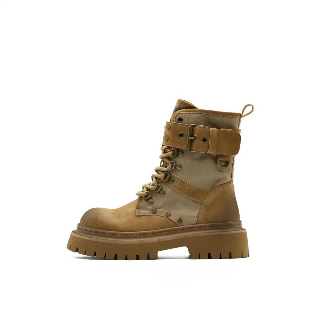 Ladies Shoes  High Quality Side Zipper Women's Boots Fashion Cross Lacing Office and Career New Round Toe Mid-Calf Boots