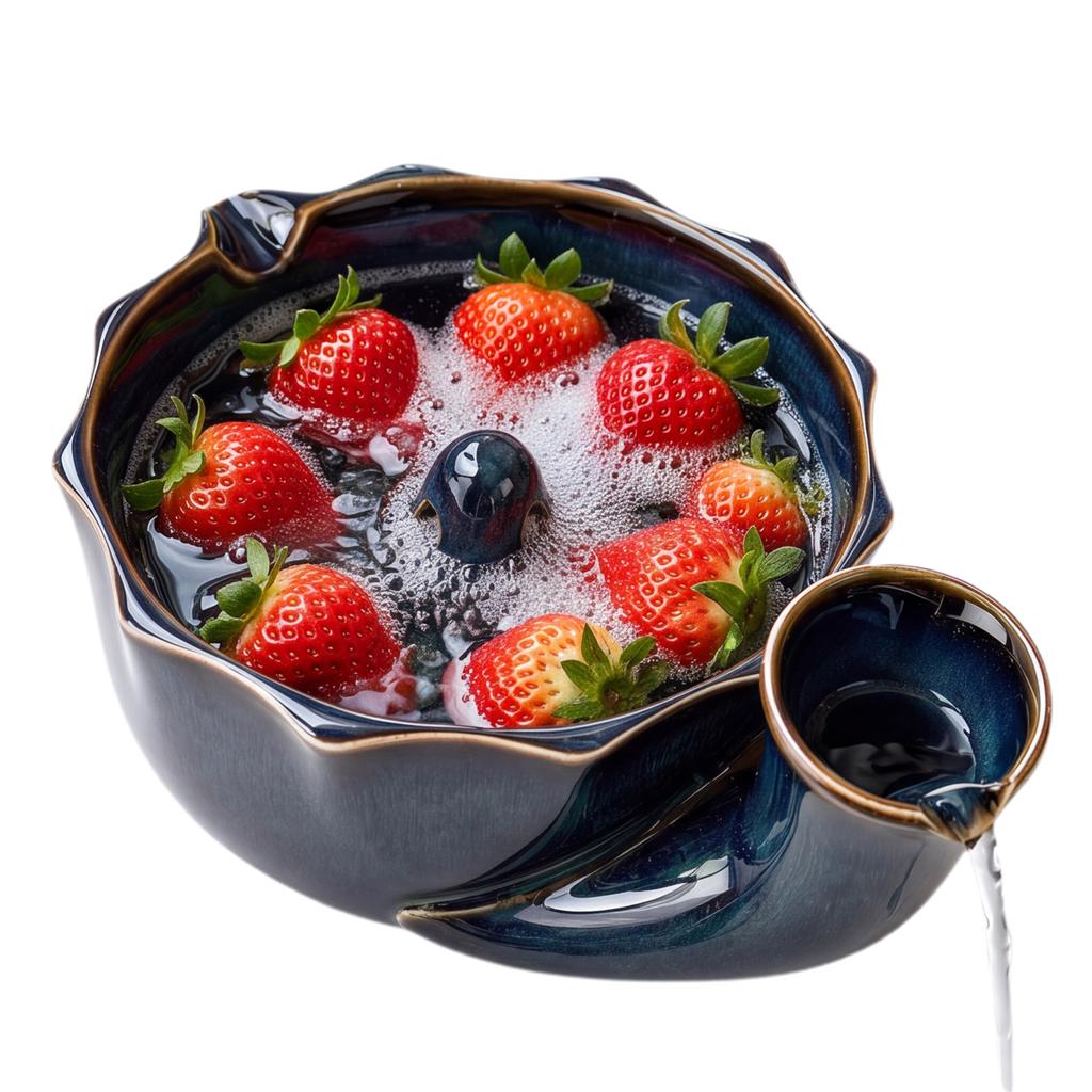 Auto Rotating Vortex Berry Fruit Washing Bowl Ceramic Glaze 360 Spin Rinser Colander Kitchen Strainer Drainer Hands Free