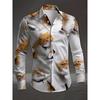 New men's fashionable 3D animal printed shirt with casual long sleeves and flower button design, fashionable shirt top