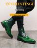 Men's Large Size Brogue Chelsea Ankle Boots - Trendy British Casual Shoes