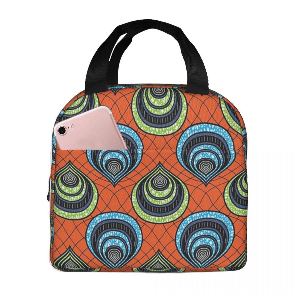 Sac à lunch isotherme Ankara Wax Hollandais Motif Africain pour Femmes Enfants Boîtes Alimentaires Portables Boîte à lunch thermique Sac fourre-tout