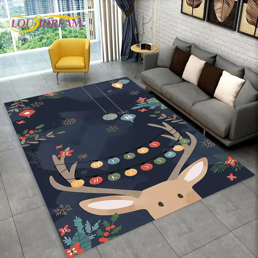 Santa Claus Vánoční stromeček Elk Area Koberec,Koberec do obývacího pokoje Ložnice Rohožka Rohožka Vánoční dekorace,Protiskluzová podložka