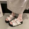 Fashion Flat Women's Slippers 2025  Fashion Luxury Double Buckle Platform Sandals Summer Casual Comfortable Outdoor Beach Women's Shoes