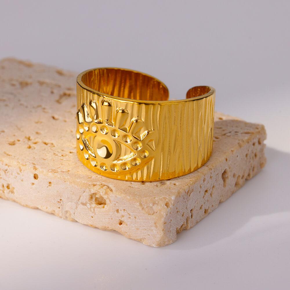 Stainless Steel Hollowed Rings Gold Color Open Finger Ring for Women Aesthetic Jewelry Accessories Birthday Gifts Anillos Mujer