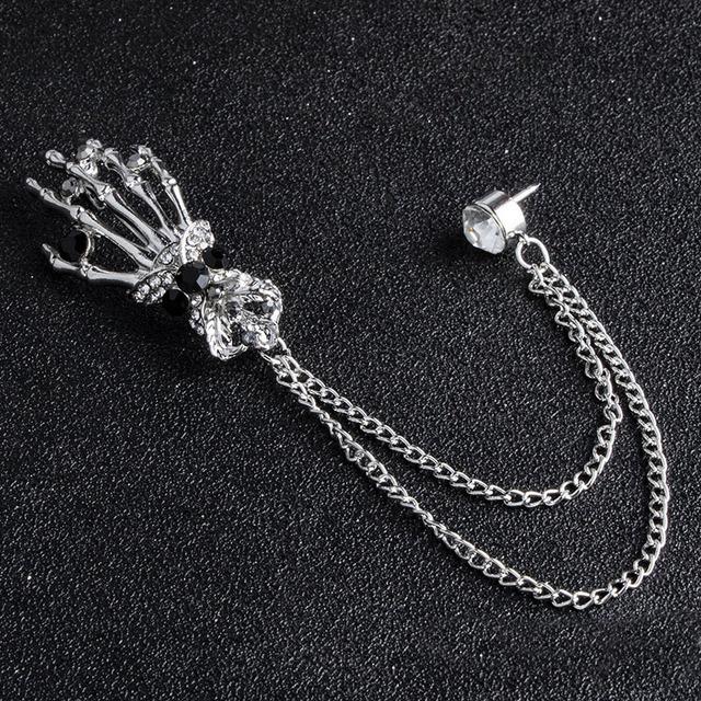 

Ретро мужская брошь высокого класса со стразами модный панк корсаж личность модный мужской хип-хоп череп значок на руку булавка