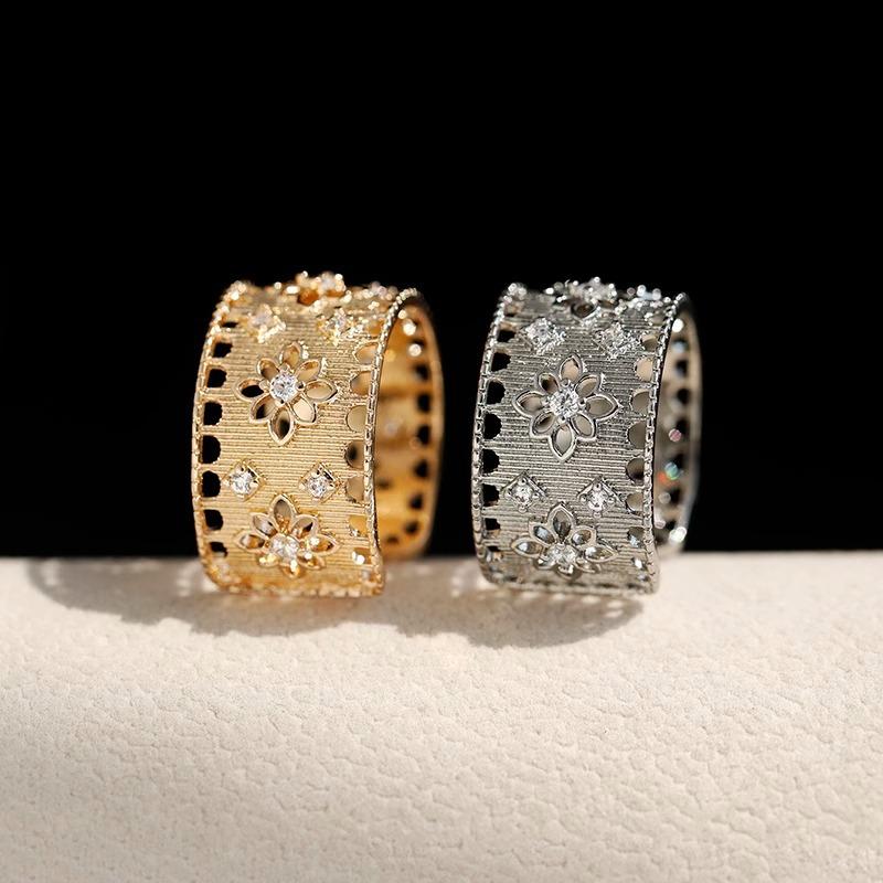 Art Deco Geometric Ring Vintage Style Hollowed Out Ring Female Adjustable Finger Ring Set Hand Jewelry Niche Temperament Pairing Jewellery