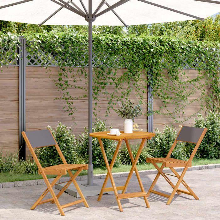 VidaXL Ensemble de bistro 3 pcs anthracite tissu et bois massif, ensemble de bistro de jardin, ensemble de balcon, ensemble 3281845