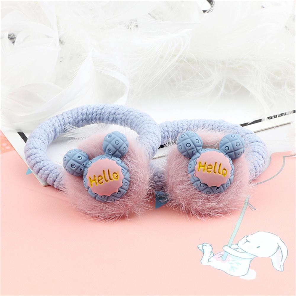 2PCS Sweet Colorful Hair Bands for Kids Girls Furry Fruits Bowknot Heart Winter Hair Ties Elastic Headband Hair Accessories Gift