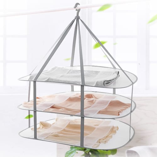 Athvcht Clothes Drying Net, 3-Tier Structure, Foldable Storage, Flat Drying Net, Prevents Clothing Deformation, Knit Drying, Large Capacity, Windproof