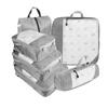 6PCS Mesh Visual Luggage Portable Packing Cubes Lightweight Suitcase Bag Compressed Travel Storage Organizer Set with Shoe Bag