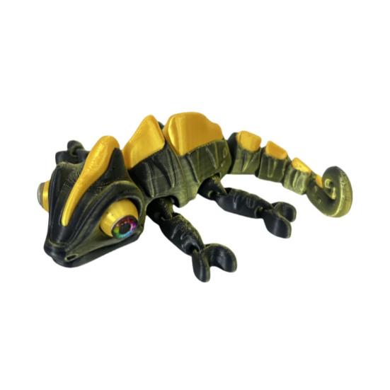 

3D-печатная фигурка хамелеона, подвижные глаза, мини-фигурка ящерицы, шарнирная модель животного, игрушка, украшение для дома, офиса, книжной полки, рабочего стола