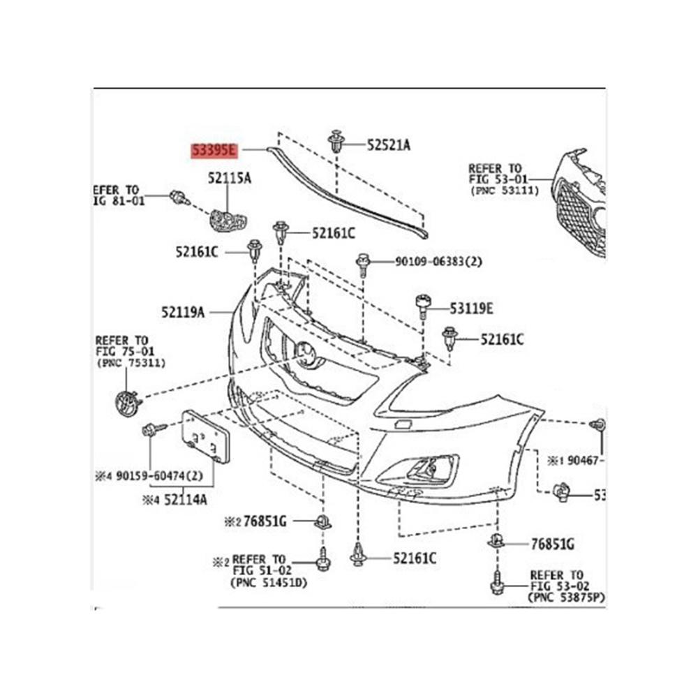 New Hood to Front Bumper Panel Sealing Strip 53395-02040 For Toyota Corolla 2007