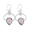 Rose Chalcedony Gemstone 925 Sterling Silver Jewelry Handcrafted Earrings 2.2" EE-80-15
