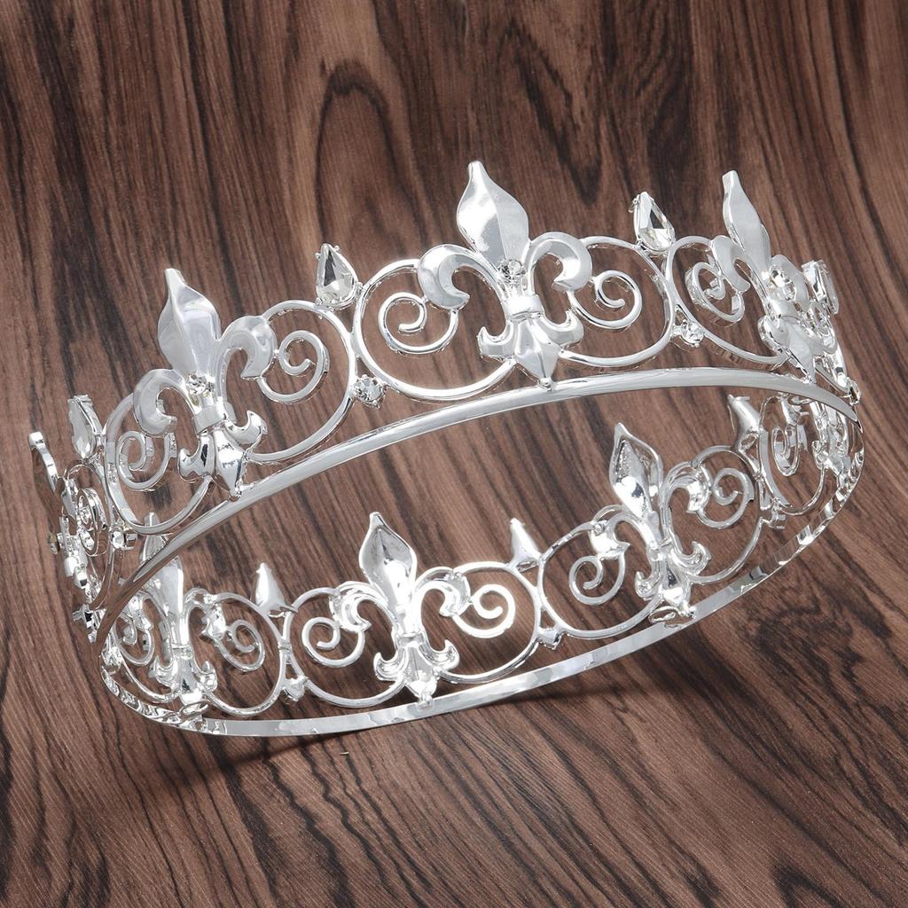 European Baroque Gold Rhinestone Bride Crown with Gunpoint Design