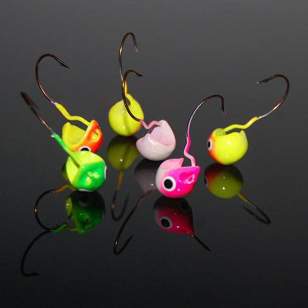 5Pcs Set Round Inverted Jigging Hook Colored Design Soft Worm Grub Hook  Soft Bait Fishing