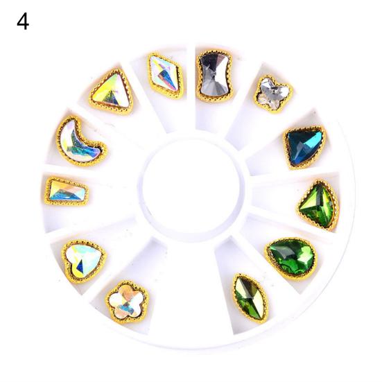 12 Grids/Box AB Rhinestone Perfume Bottle Bow Flower Nail Manicure Decoration