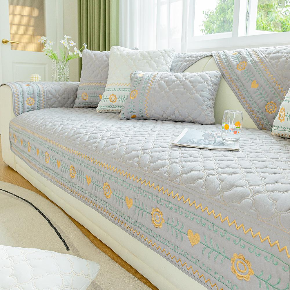 Four Seasons Sofa Cushion Embroidered Non-Slip Simple Modern Nordic Fabric Craft General Cushion Sofa Cover Cover Cloth