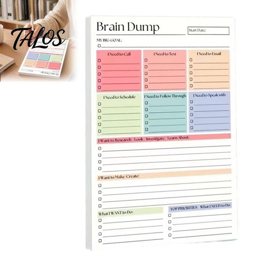 Professional Project Tracking Book A5 To-Do List Notebook, 50 Page Daily Planner And Brain Dump Journal, Multi Purpose Memo Sturdy Binding