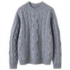 Women's Round Neck Cable Knit Cashmere Sweater - 2026 Autumn/Winter, Gentle Style, Solid Color, Thick and Warm Base Layer.