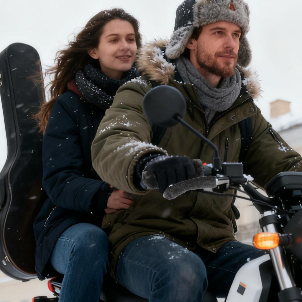 Motorcycle Handle Grip Cover Imitation Plush Warm Electric Bike Cycling Handlebar Grip Cover For Commuting Urban Riding Cruising