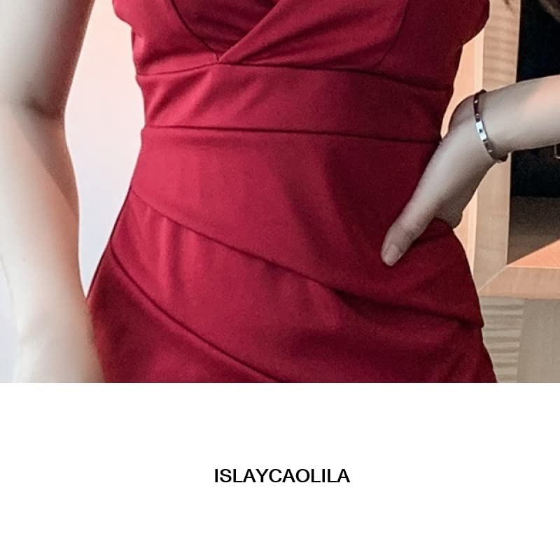 ISLAYCAOLILA CI3 Feny Cabaret Mini Club Party Tight Mini Slit Women's Dress, Dress, Dress, Dress, Dress, Camisole, Cache-Coeur, Sleeveless, Gathered,