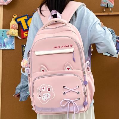 Korean Version Ins New High-value Sweet Backpack Junior High School Student Schoolbag Women's Light Travel Large-capacity Backpack