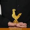 WSHYUFEI Golden Chicken Decoration Gold Plating Lucky Cock Resin Statue Living Room TV Cabinet Figurines Chinese Decorations