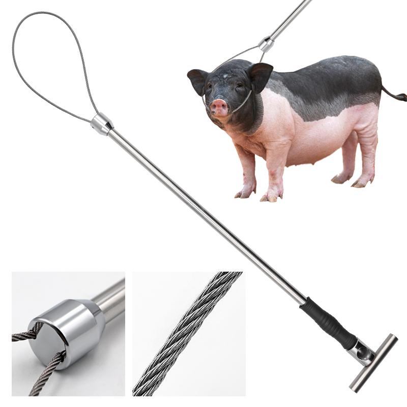 1Pcs Wired Catching Pig Lasso Baoding Pig Head Grab Pig Device Pig Equipment Convenient Safety Copper Handle
