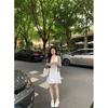 Women's Stylish V-Neck Sleeveless Summer Dress: Loose Fit, Slimming, Solid Color, Short Skirt - New Fashion Collection.