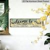 Vintage Sign "Welcome To Our Patio" Alumium Decorative Sign - 16.0x4.0inch Rustic Wall Art with Embossed Mosaic Vine, Waterproof and Dustproof