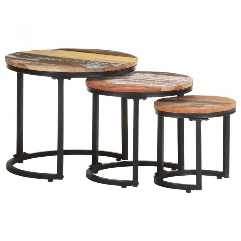 Day and Night - Day and Night Side Tables 3 Pieces Solid Recycled Wood