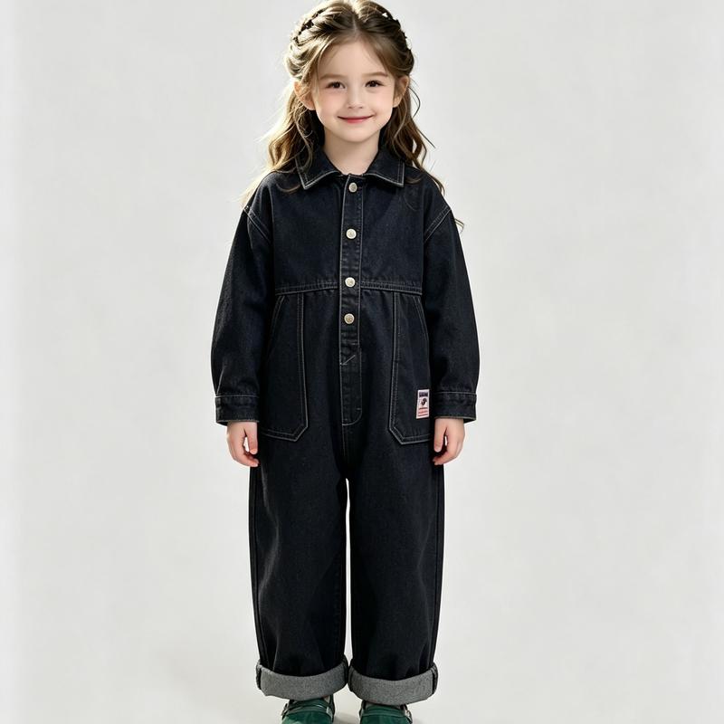 Girls' 2026 Autumn Denim Jumpsuit