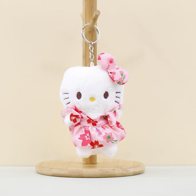 

Adorable Fashionable Kitty Plush Toy With Floral Skirt Pink Keychain Accessory розовый