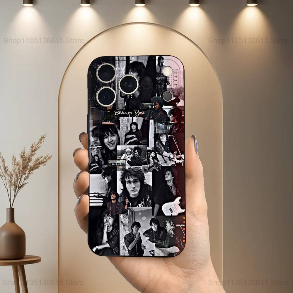 Singer V-Viktor T-TSOI For iPhone 13,16,11,14,17,12,15,Plus,Pro Max,XS,X,XR,SE,Mini,8,7,Phone Case Soft Silicone Black