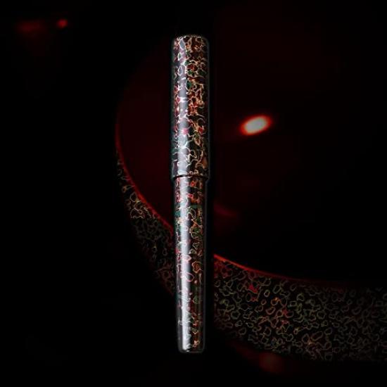 WANCHER World Tsugaru Lacquer Collection Fountain Pen Extra Fine Blackened Natural Tsugaru a Traditional Japanese (EF Point) - Wood, Lacquerware,