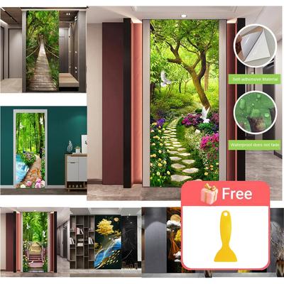 Forest Charm Trail Scenery DIY Door Wall Stickers Home Decor Living Room Porch Art Mural Self-adhesive Waterproof PVC Wallpaper
