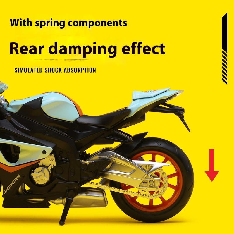 1/12 BMW S1000 RR Gulf Oil Edition Super Motorcycle Diecast Model Car Metal Alloy Ornament Collection & Hobby Birthday Gifts Boy