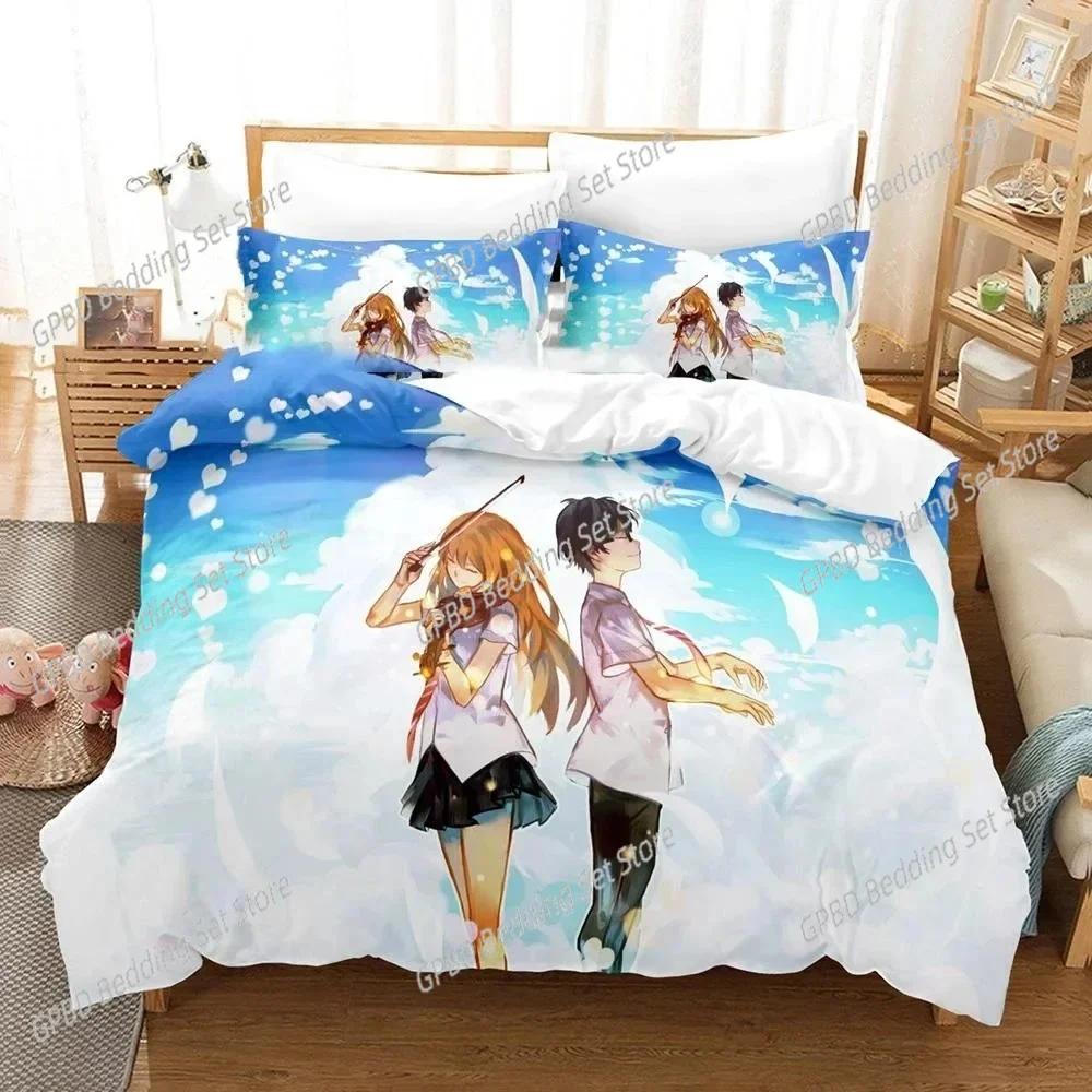

Anime Your Lie In April Kaori Miyazono Bedding Set 3D Printed Suitable For Bedroom Duvet Cover Set With Pillowcases Home Textile EU Single(135*200cm)3pcs