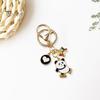 New Year Keychain Panda Heart Pendant Best Wishes Polished Lobster Clip Lightweight Shoulder Bag Schoolbag Decoration Pendant Keyring