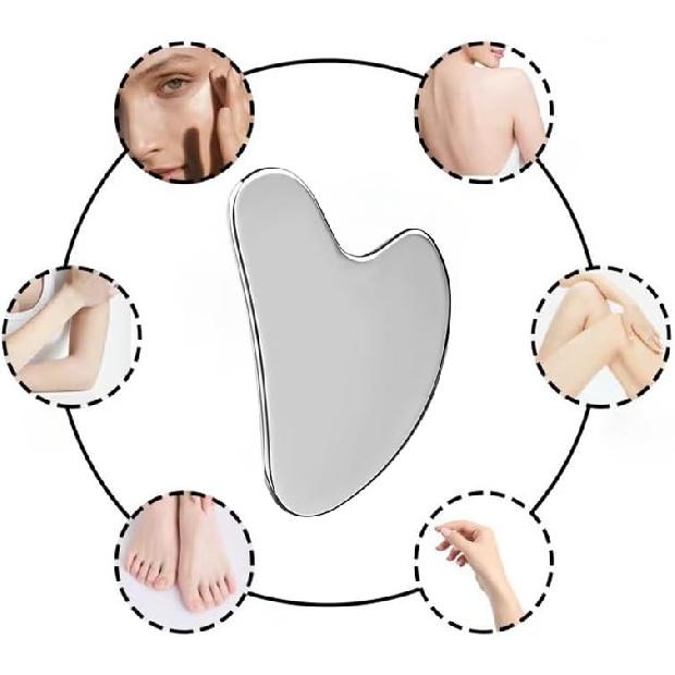 Stainless Steel Gua Sha Facial Tools Guasha for Face Metal Gua Sha Tighten Skin Massage Guasha Beauty Tool for Body Eyes Neck Massager with Travel