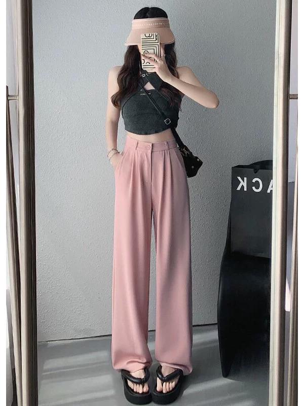 

Women s Wide-Leg Pleated Pants - Drapey, Casual, Ice-Feel Fabric, Exclusive Niche Design, Perfect for Summer. 4XL рожевий